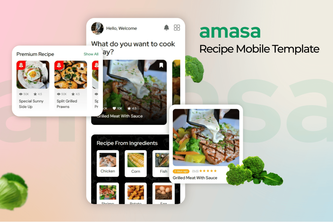Amasa - Food Recipe Mobile Template