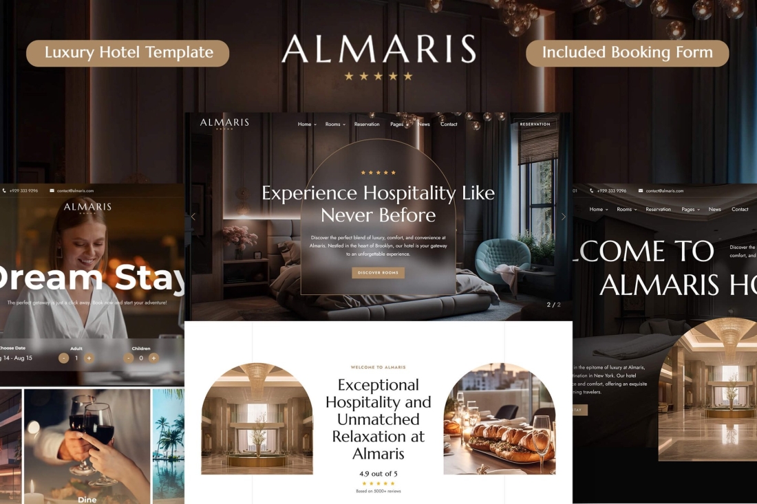 Luxury Hotel Booking Website Template - Almaris